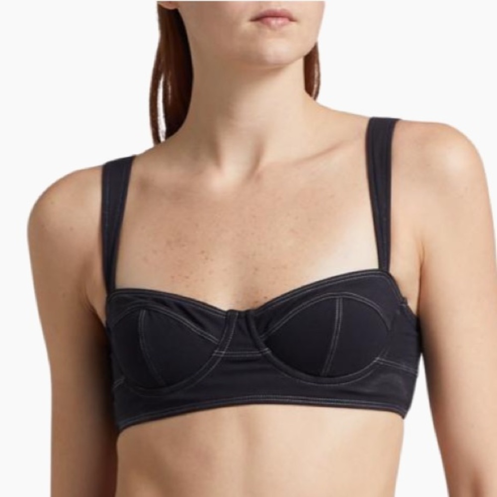 Ulla Johnson Ravello Lace-Up Bustier Bikini Top
